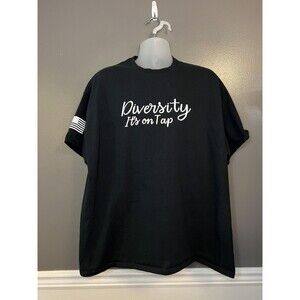 Diversity Its On Tap Shirt Mens 2XL Black Slogan Graphic Tee USA Flag Gildan